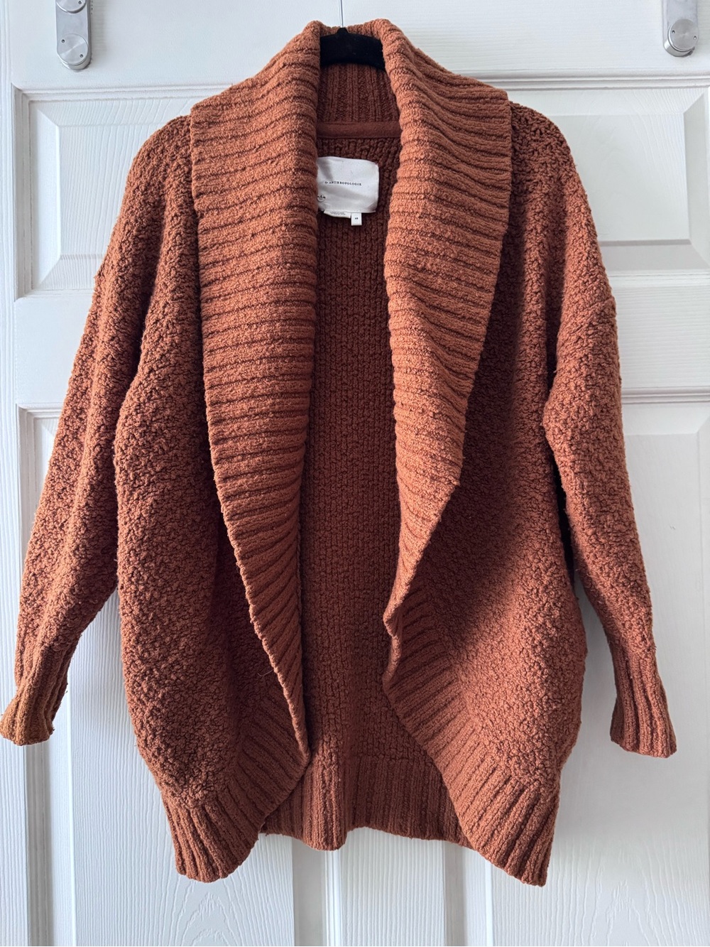 Anthropologie Chunky Open-Front Cardigan - Rust Brown
